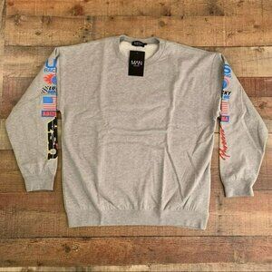 Boohoo man oversized racing graphic sweatshirt gray marl - S